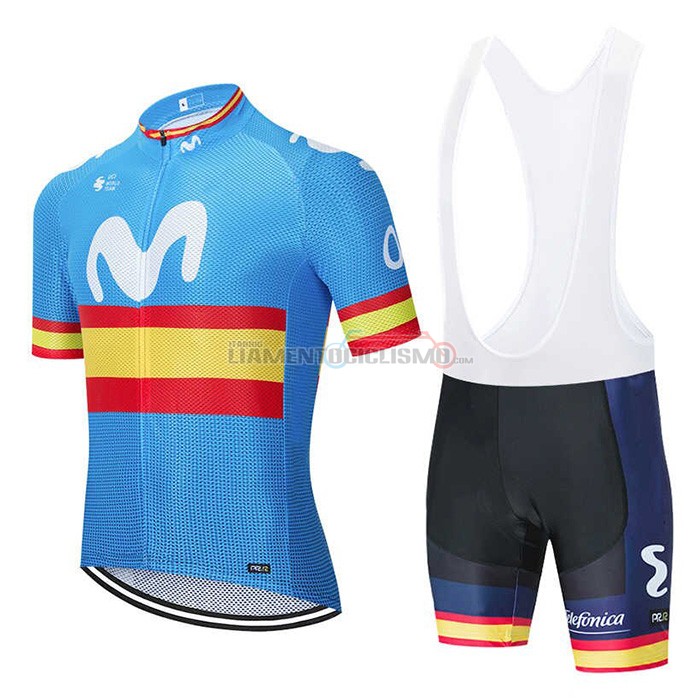 Abbigliamento Ciclismo Movistar Champions Spagna Manica Corta 2020 Blu